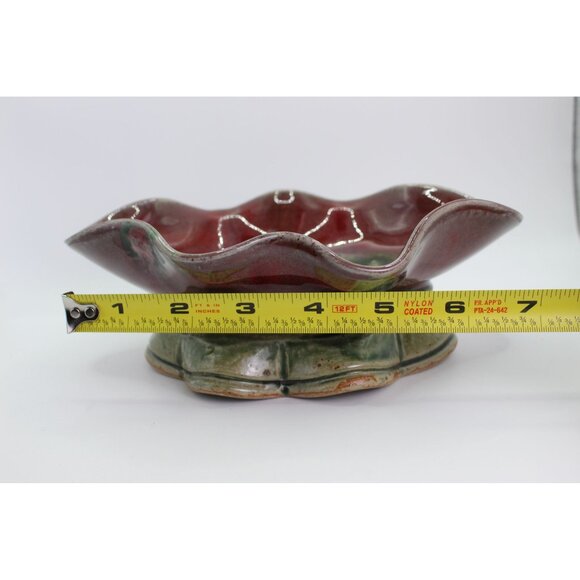 Pottery Bowl Red | Pottery Bowl Green| Wheel Thrown Whimsical Design | 8" - Picture 9 of 11